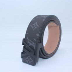 Black Monogram style Leather Belt - Brands Gateway