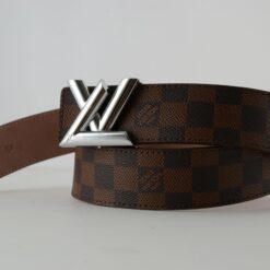 Brown Damier New Silver Buckle Leather Belt - Brands Gateway