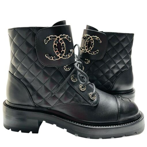 Calfskin Quilted Combat Boots