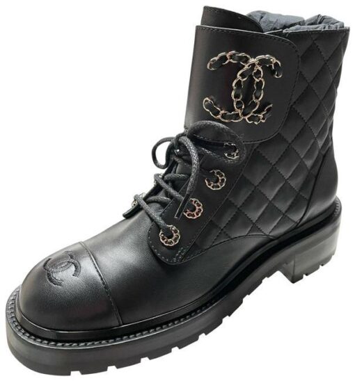 Calfskin Quilted Combat Boots