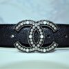 Chanel Caviar Pattern Belt Silver Diamond Buckle