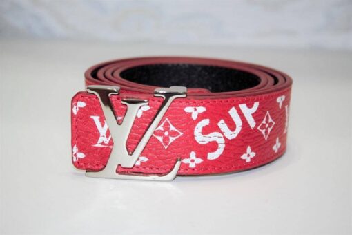 Red Monogram Leather Belt - Brands Gateway