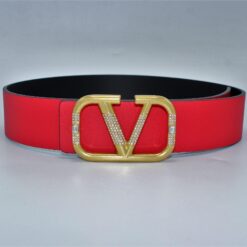 REVERSIBLE V DIAMOND LOGO SIGNATURE BELT IN GLOSSY CALFSKIN 40 MM - Brands Gateway