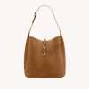 YSL Le 5 A 7 brown suede hobo bag with CASSANDRE closure