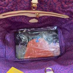 Pumpkin monogram Neverfull MM style tote bag with purple interior