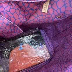 Pumpkin monogram Neverfull MM style tote bag with purple interior