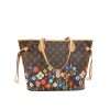 Floral monogram Neverfull MM style tote bag with pink interior