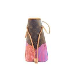 Pumpkin monogram Neverfull MM style tote bag with purple interior