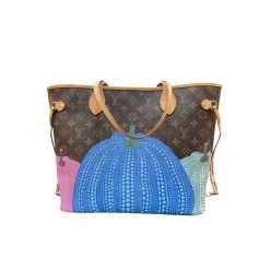 Pumpkin monogram Neverfull MM style tote bag with purple interior