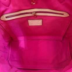 Floral monogram Neverfull MM style tote bag with pink interior