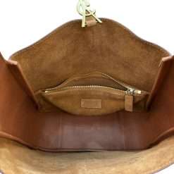 YSL Le 5 A 7 brown suede hobo bag with CASSANDRE closure