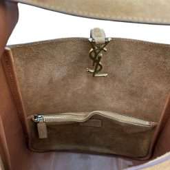 YSL Le 5 A 7 brown suede hobo bag with CASSANDRE closure