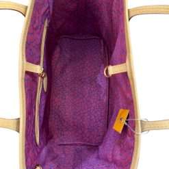 Pumpkin monogram Neverfull MM style tote bag with purple interior