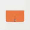 Hermes Orange Clemence Leather Dogon Travel Wallet