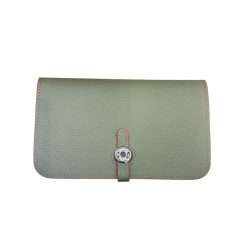 Hermes Khaki Green Clemence Leather Dogon Travel Wallet
