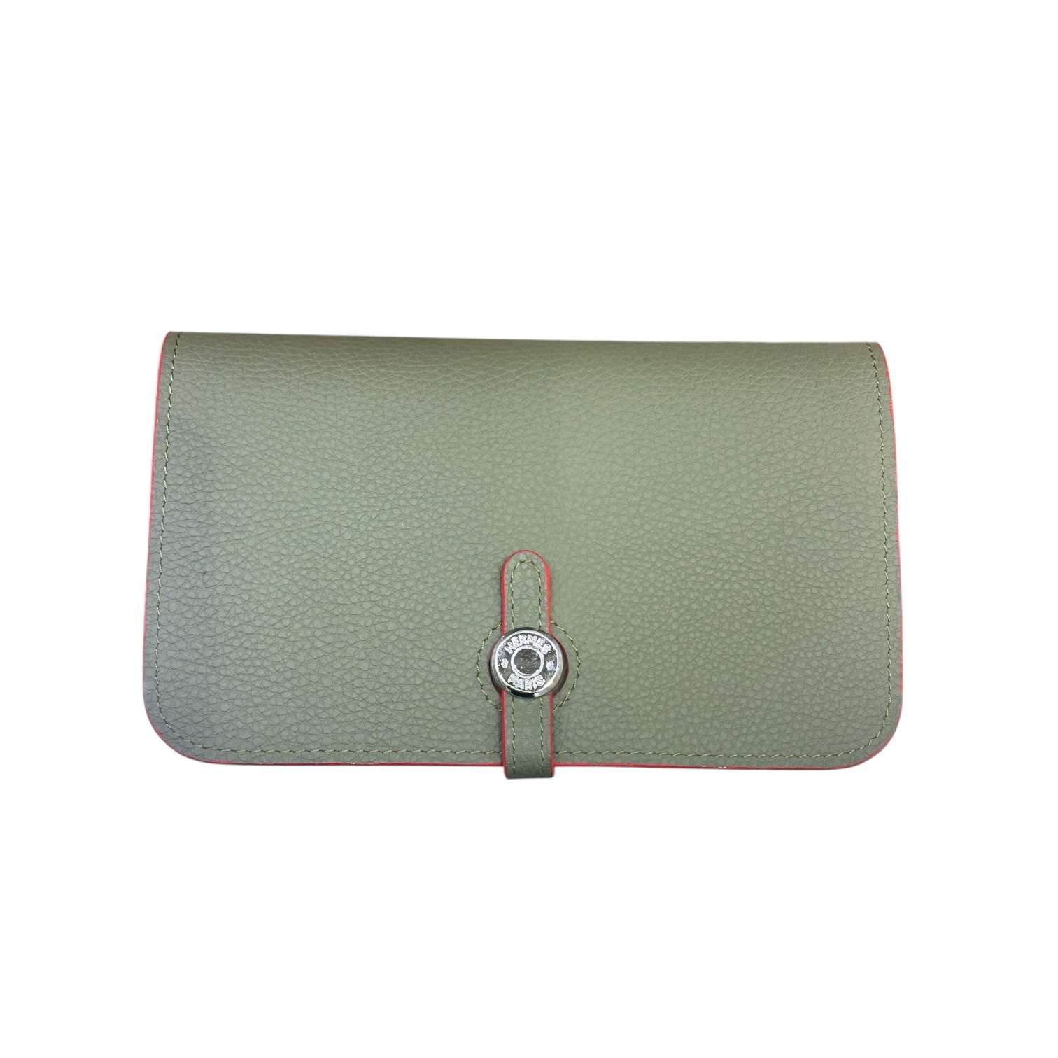 Hermes Khaki Green Clemence Leather Dogon Travel Wallet