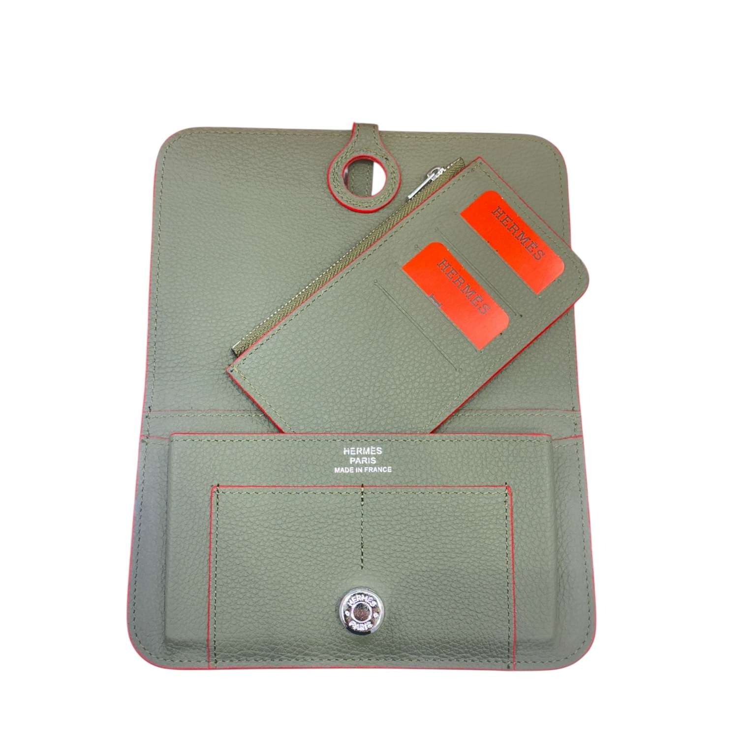 Hermes Khaki Green Clemence Leather Dogon Travel Wallet - Image 2