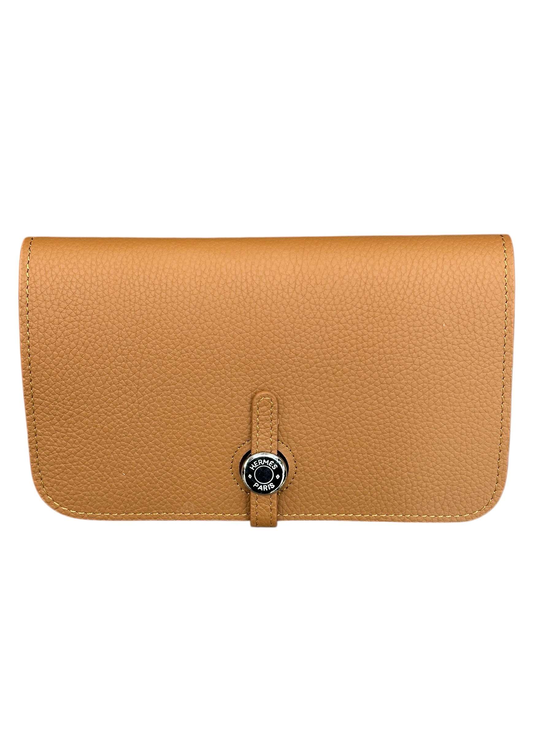 Hermes Brown Clemence Leather Dogon Travel Wallet