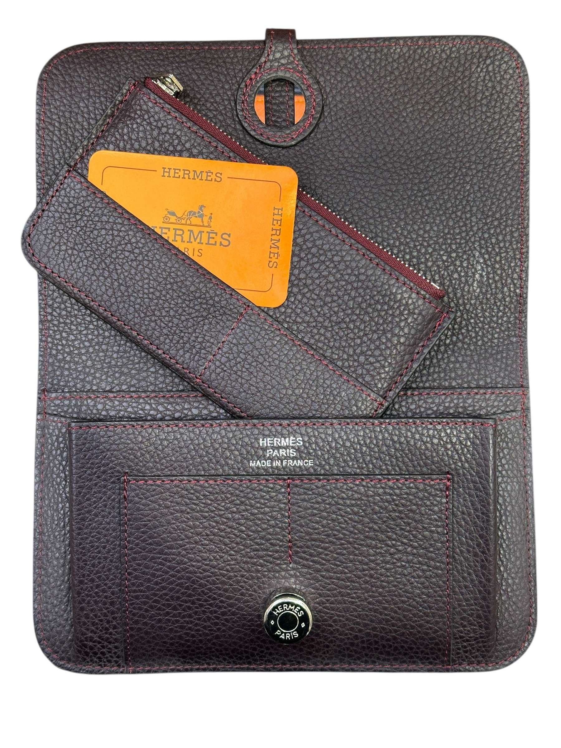 Hermes Burgundy Clemence Leather Dogon Travel Wallet - Image 2