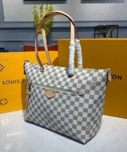 Lena MM Damier Azur Canvas For Women, Women’s Handbags, Shoulder Bags 11.8in/30cm - Image 3