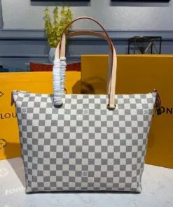 Lena MM Damier Azur Canvas For Women, Women’s Handbags, Shoulder Bags 11.8in/30cm - Image 4