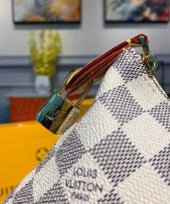 Lena MM Damier Azur Canvas For Women, Women’s Handbags, Shoulder Bags 11.8in/30cm - Image 7